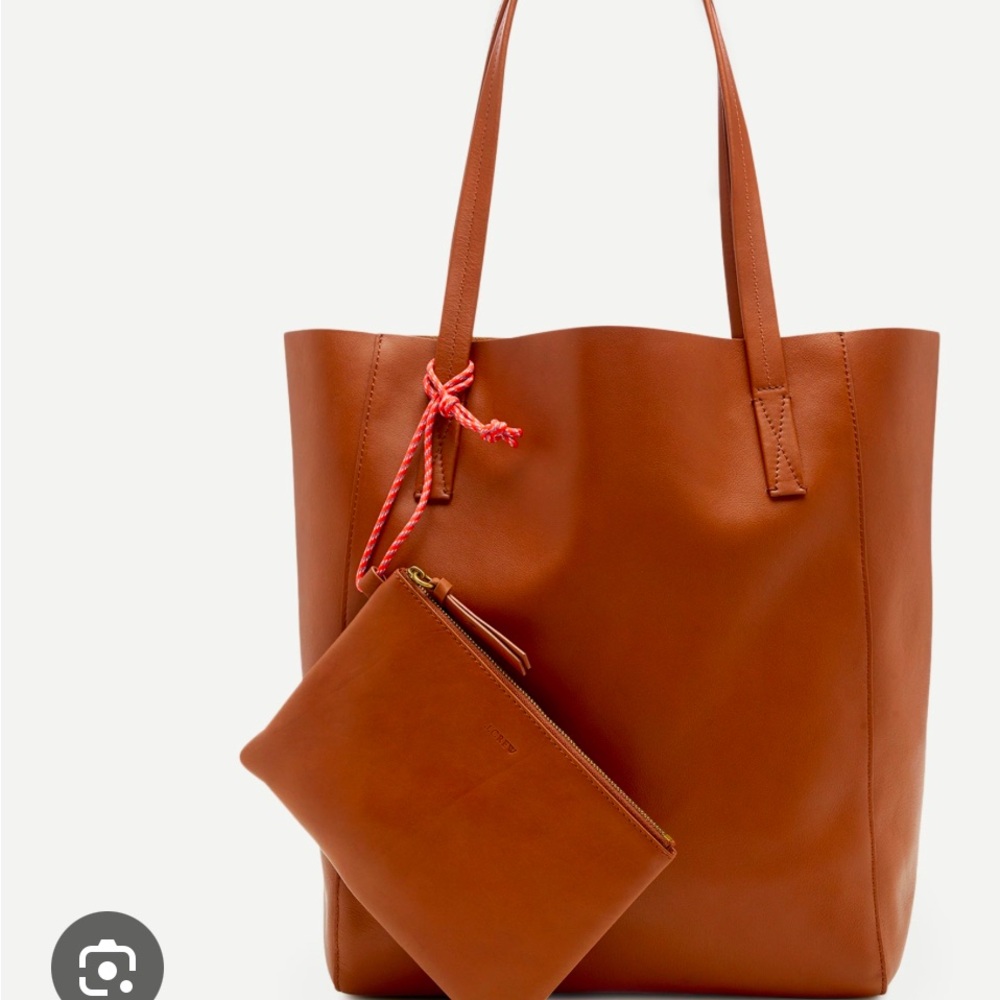 JCrew Leather Tote with Small Zippered Inner Bag